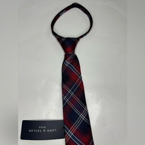 Lord & Taylor NWT boys zip red plaid silk tie